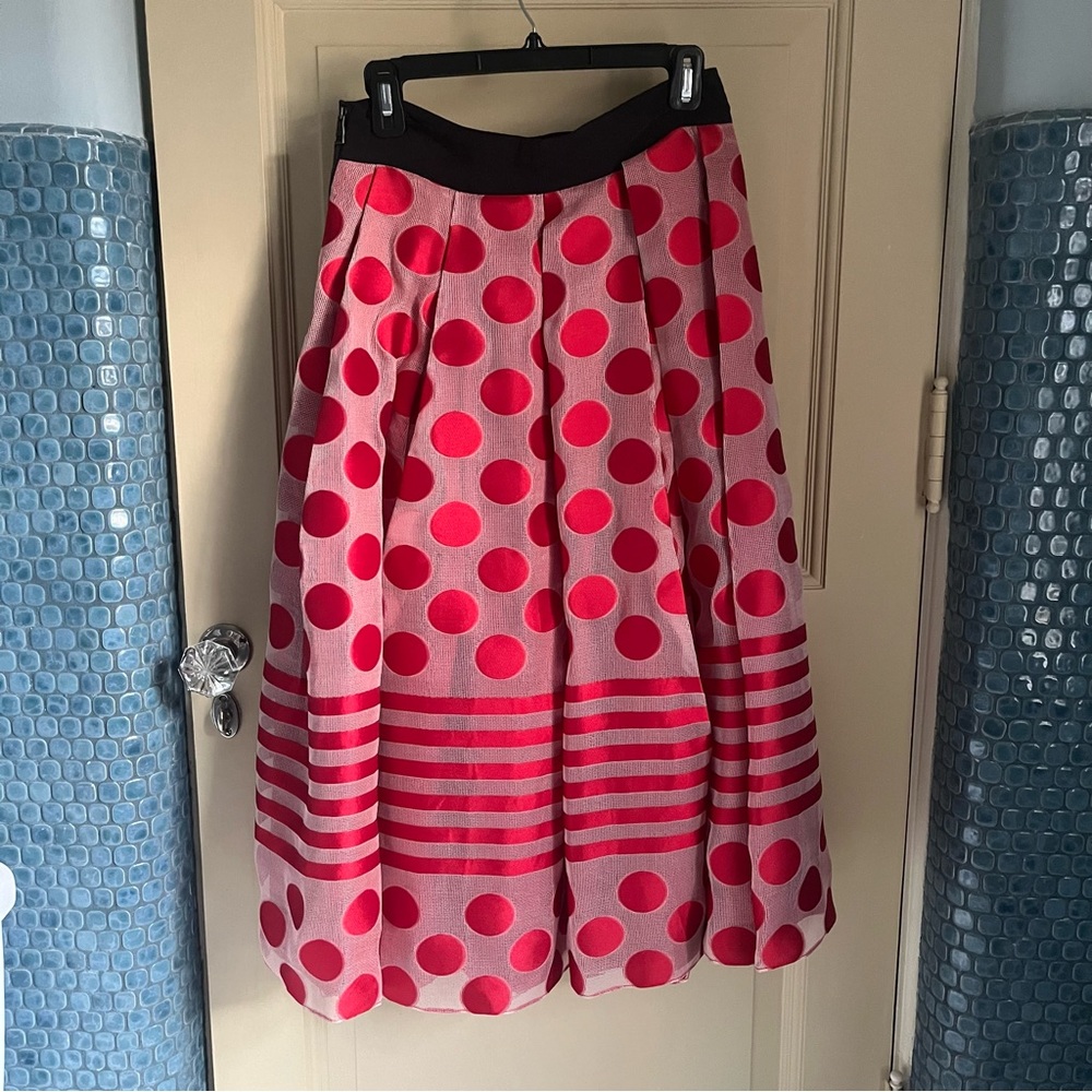 Sachin + Babi Noir red Midi polka dot skirt
